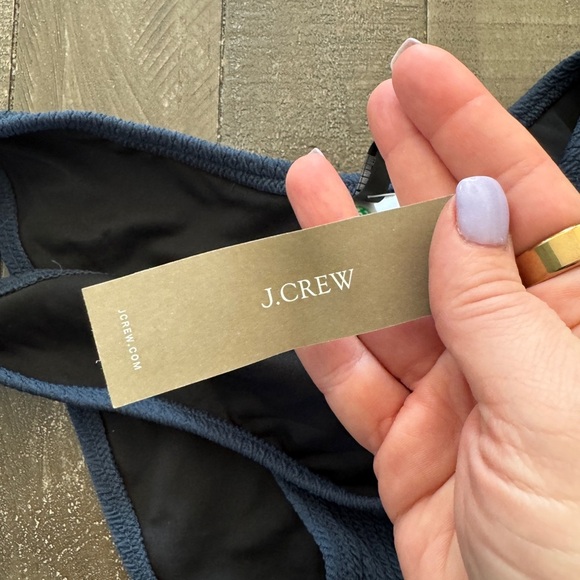 J.‎ Crew NWT Bikini Bottom Women’s L Curved Waist Navy Blue Scrunchie - Picture 6 of 9